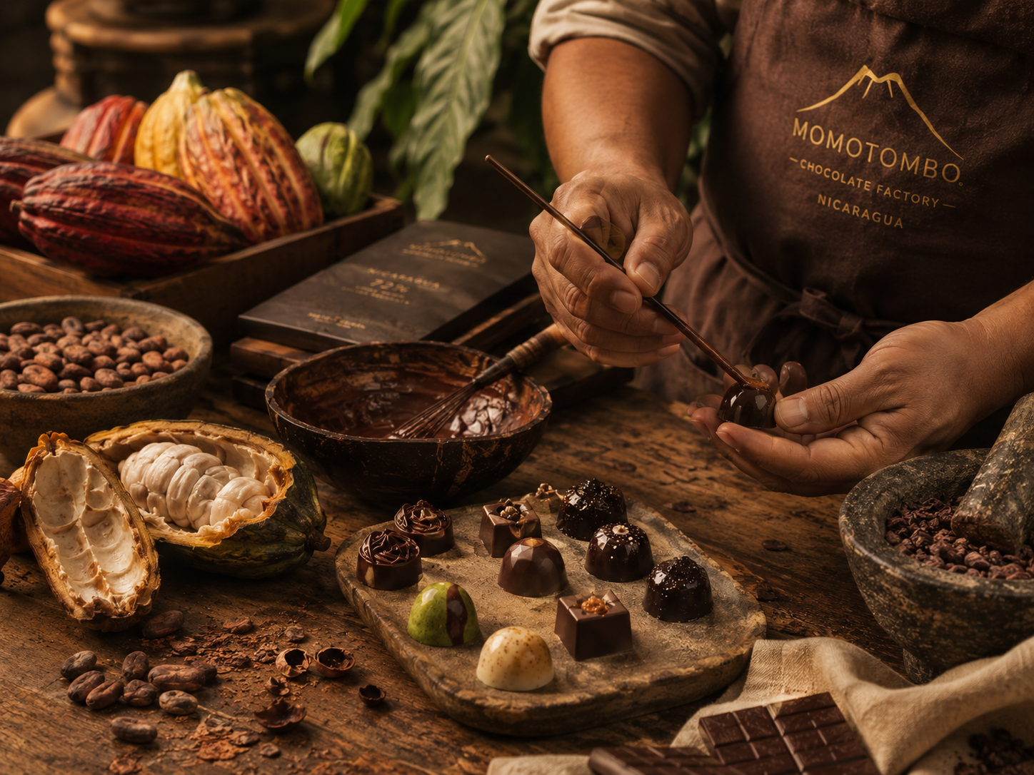 Proceso artesanal de elaboración de chocolates con cacao